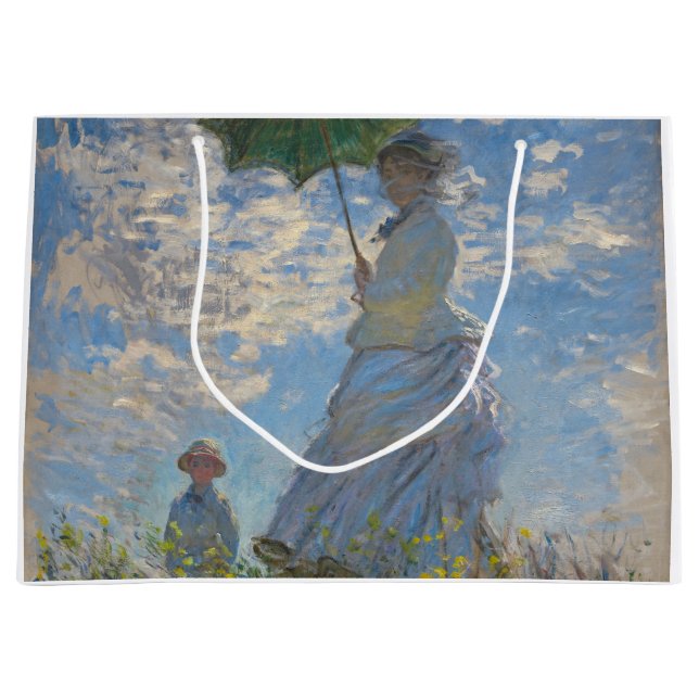Frau mit Sonnenschirm | Französische Landschaft Große Geschenktüte (Vorderseite)