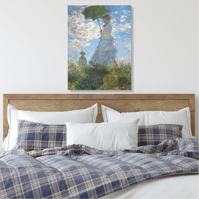 Frau mit Sonnenschirm | Französische Landschaft Leinwanddruck (Insitu (Schlafzimmer))