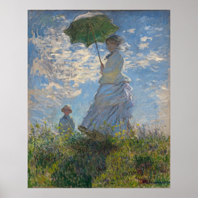 Frau mit Sonnenschirm | Französische Landschaft Poster (Vorne)