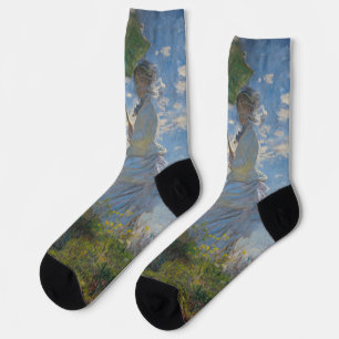 Frau mit Sonnenschirm   Französische Landschaft Socken