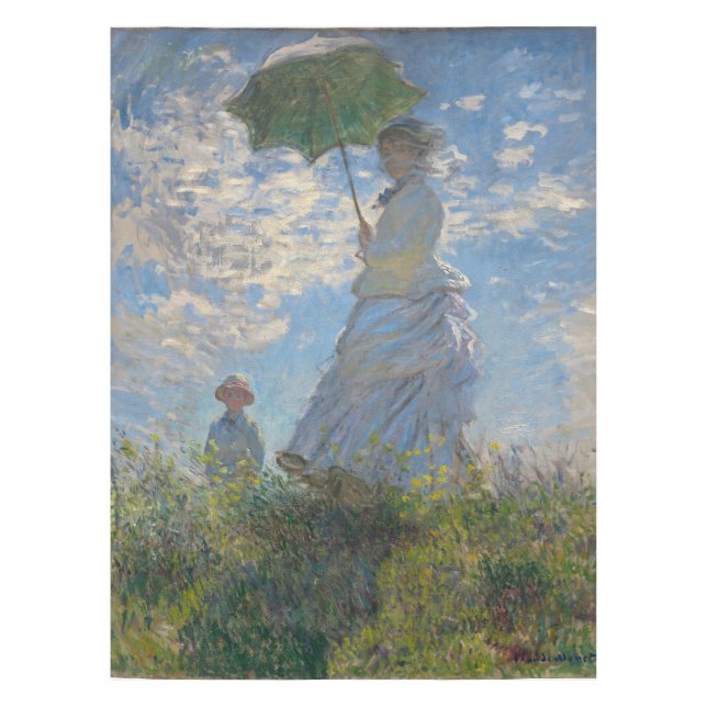 Frau mit Sonnenschirm | Französische Landschaft Tischdecke (Vorderseite)