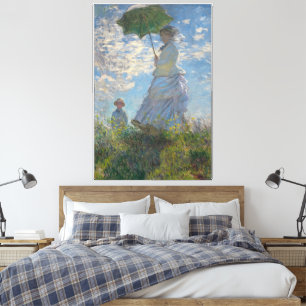 Frau mit Sonnenschirm - Frau Monet und ihr Sohn Leinwanddruck