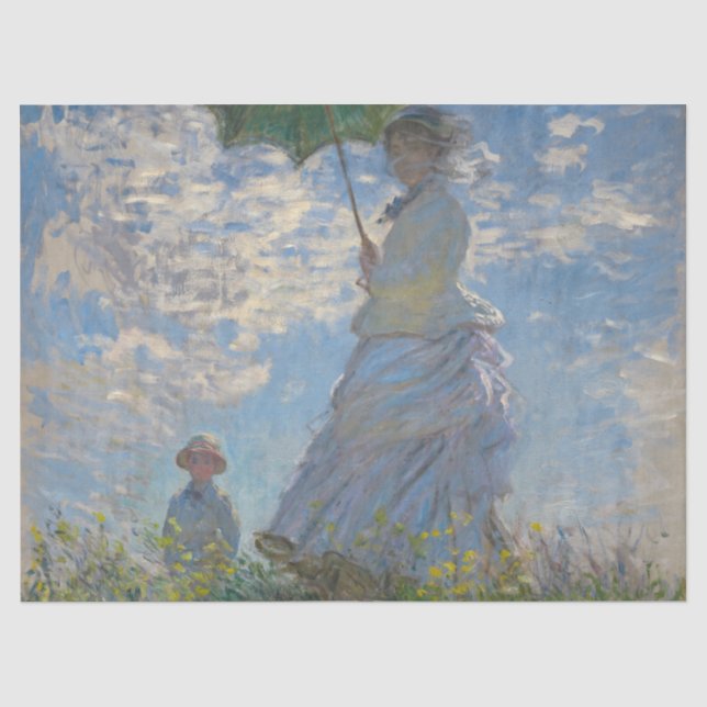 Frau mit Sonnenschirm - Frau Monet und ihr Sohn Seidenpapier (Vorderseite)