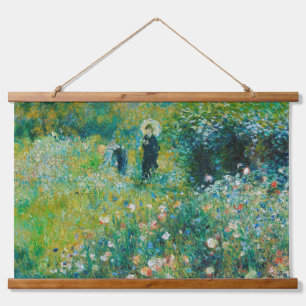 Frau mit Sonnenschirm, Garten, Renoir Wandteppich Mit Holzrahmen