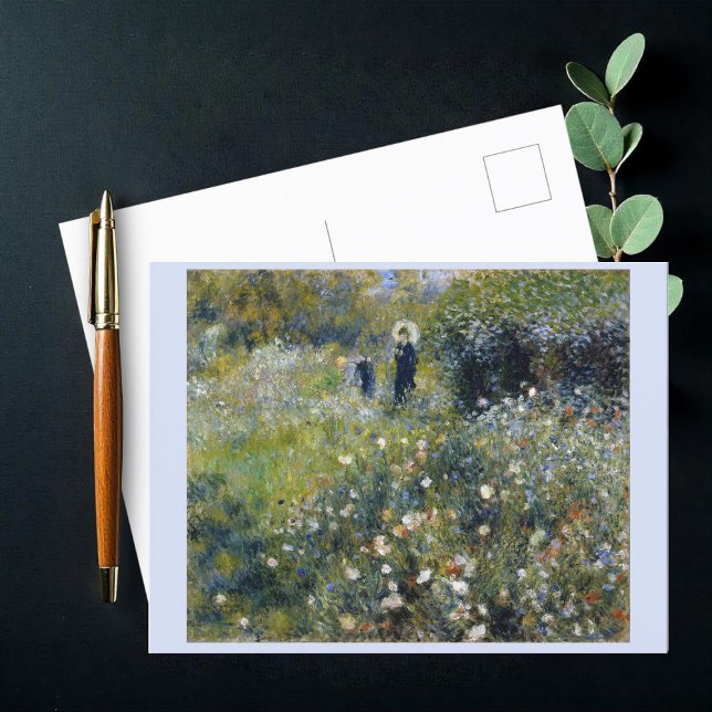 Frau mit Sonnenschirm im Garten (1875), Renoir Postkarte (Von Creator hochgeladen)