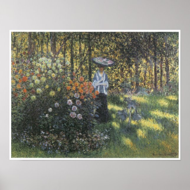 Frau mit Sonnenschirm im Garten im Argenteuil Poster (Vorne)