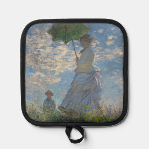 Frau mit Sonnenschirm - Madame Monet und ihr Sohn Topflappen