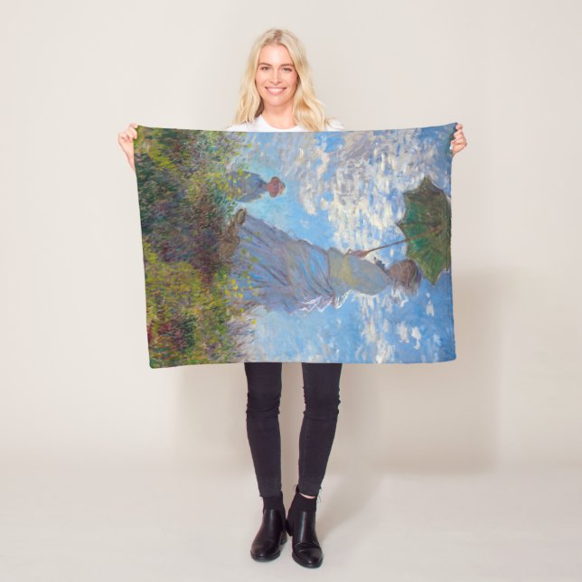 Frau mit Sonnenschirm, Monet Fleecedecke (Beispiel)