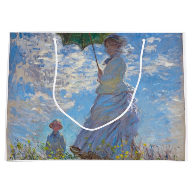 Frau mit Sonnenschirm, Monet Große Geschenktüte (Vorderseite)
