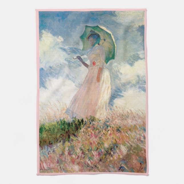 Frau mit Sonnenschirm-Promenade Monet Handtuch (Vertikal)