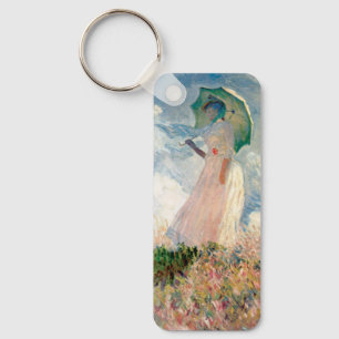 Frau mit Sonnenschirm und Pappeln von Claude Monet Schlüsselanhänger