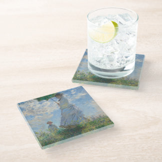 Frau mit Sonnenschirm von Claude Monet Glasuntersetzer