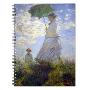 Frau mit Sonnenschirm von Claude Monet Notizblock