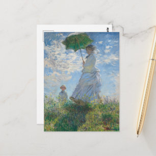 Frau mit Sonnenschirm von Claude Monet Postkarte