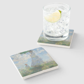 Frau mit Sonnenschirm von Claude Monet Steinuntersetzer