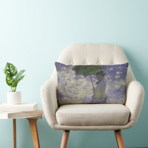Frau mit Sonnenschirm von Claude Monet, Vintage Ku Lendenkissen