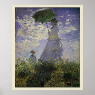 Frau mit Sonnenschirm von Claude Monet, Vintage Ku Poster