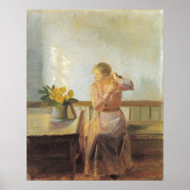 Frau mit Stuhlsitz Poster (Vorne)