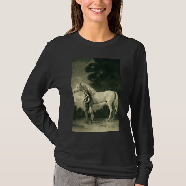 Frau mit weißem Pferd T-Shirt (Vorderseite)