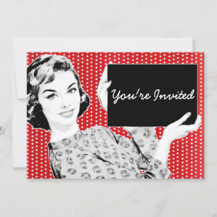 Frau mit Zeichen in den 1950er Jahren Einladung