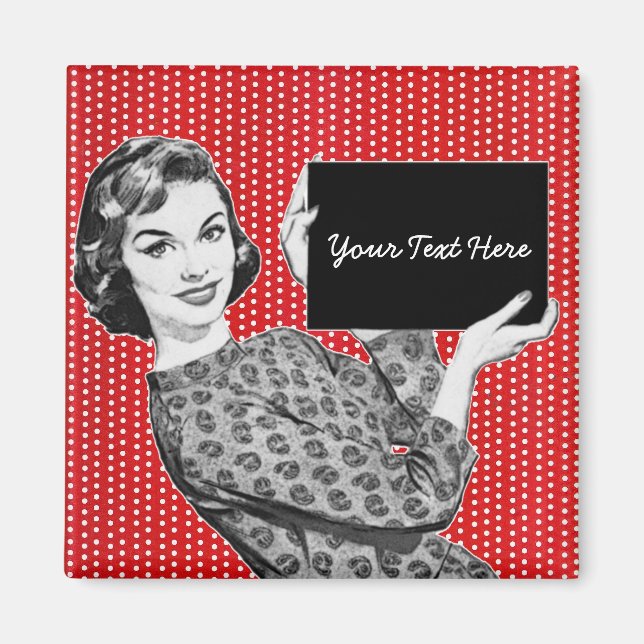 Frau mit Zeichen in den 1950er Jahren Magnet (Vorne)