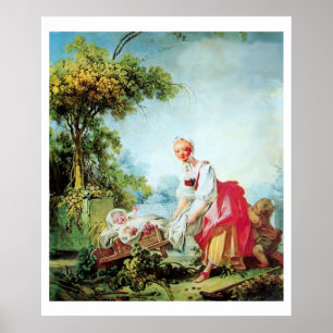 FRAU MIT ZWEI KINDERN Premium Leinwand Poster