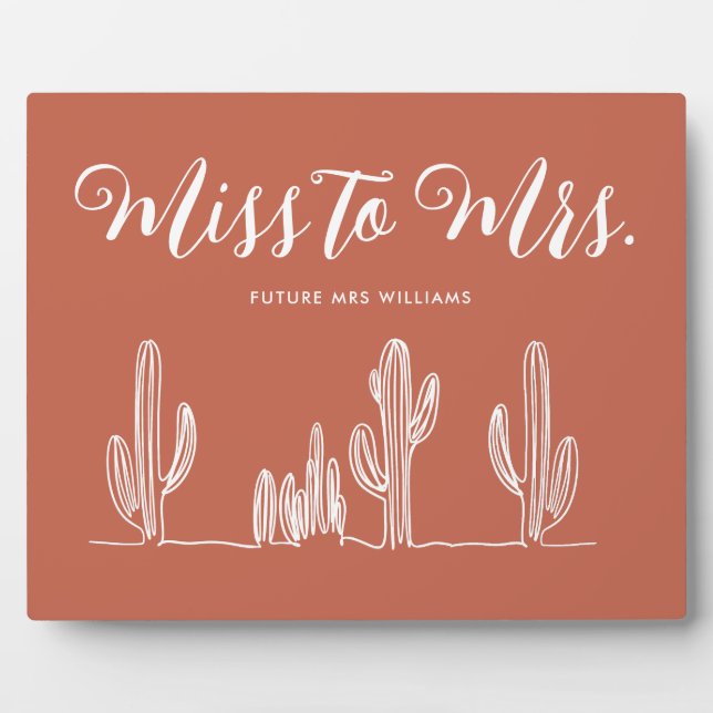Frau Modern Boho Rust Cactus Bachelorette Fotoplatte (Vorderseite)