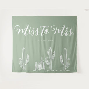 Frau Modern Sage Green Cactus Bachelorette Wandteppich