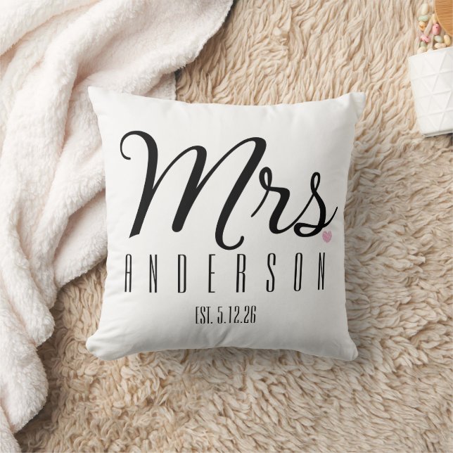 Frau Modern Script Custom Wedding Date neu Kissen (Decke)