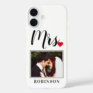 Frau Modern Script Heart Custom Wedding Monogram iPhone 16 Hülle