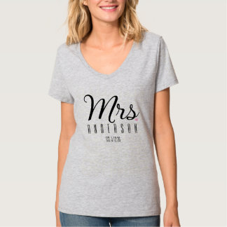 Frau Modernes Skript Benutzerdefiniertes Hochzeits T-Shirt