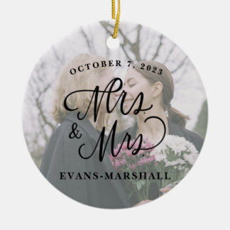 Frau & Mrs. Newlywed Verheiratet Foto Keramik Ornament