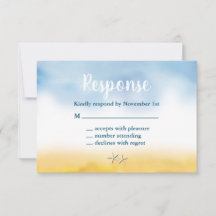 Frau & Mrs Sandy Toes Wedding RSVP - sky & sand