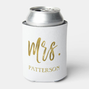 Frau Nachname Gold Foil Can Cooler Dosenkühler