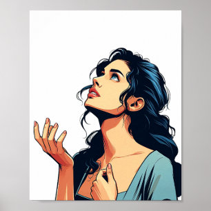 Frau Nachschauen nach der Kunst der Veranschaulich Poster