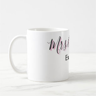Frau Name Nachname schwarz pink est Jahr modern  Kaffeetasse