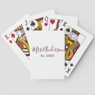 Frau Name Nachname schwarz pink est Jahr modern Spielkarten