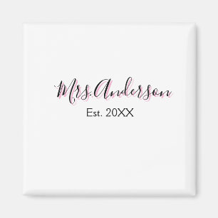 Frau Name Nachname schwarz pink Jahr modern  Magnet