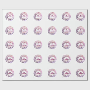 Frau Name rosa mauve Rand seit Jahr Hochzeit Braut Geschenkpapier