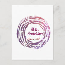 Frau Name rosa mauve Rand seit Jahr Hochzeit Braut