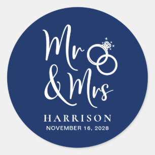 Frau Navy Blue Wedding Runder Aufkleber