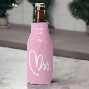 Frau Newlywed Custom Text Pink Flasche Cooler Flaschenkühler