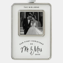 Frau Newlywed Foto Gerahmte Weihnachtsschmuck Rahmen-Ornament Silber