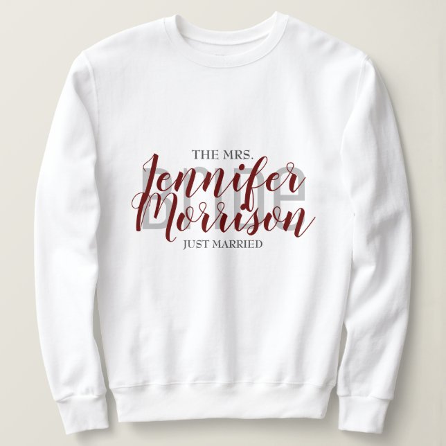 Frau Newlywed Maroon Elegant Wedding Clothing Sweatshirt (Design vorne)