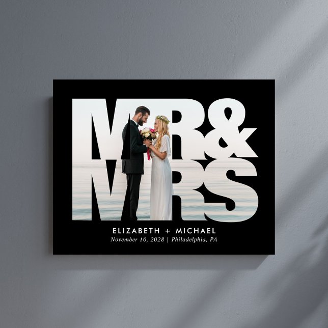 Frau Newlyweds Foto Wedding Black Acrylschild (Von Creator hochgeladen)