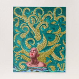 Frau Octopus Jigsaw Puzzle Gemälde