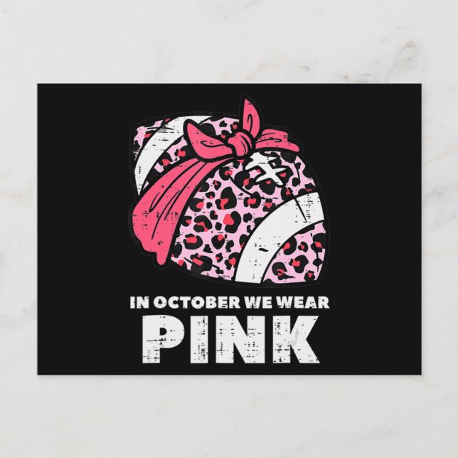 Frau Oktober Wir tragen rosa Fußball Brustkrebs Postkarte (Vorderseite)
