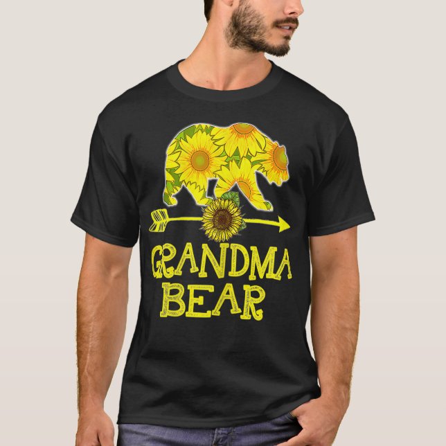 Frau Oma Bear Sonnenblume Mutter Familie Vater T-Shirt (Vorderseite)