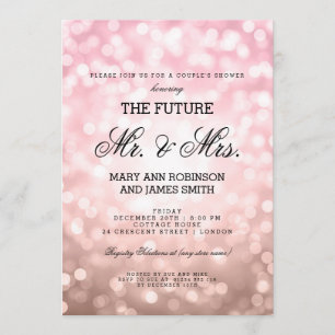 Frau Paares Dusche Rose Blush Pink Bokeh Lights Einladung