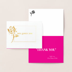 Frau Pageant Rose Foil Custom Vielen Dank Folienkarte